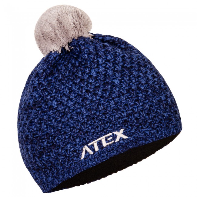 Pletená čepice KNIT modrá-melange