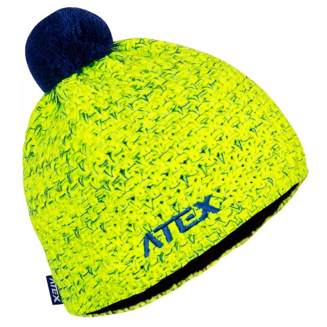 Pletená čepice KNIT neon-žlutá-melange