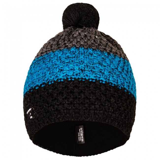 Pletená čepice KNIT šedo-modrá pruhy